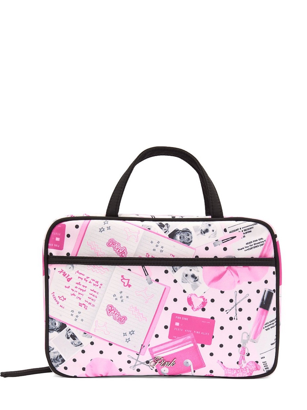 PINK Victoria's Secret Pink and Black Patterned toiletry Tote